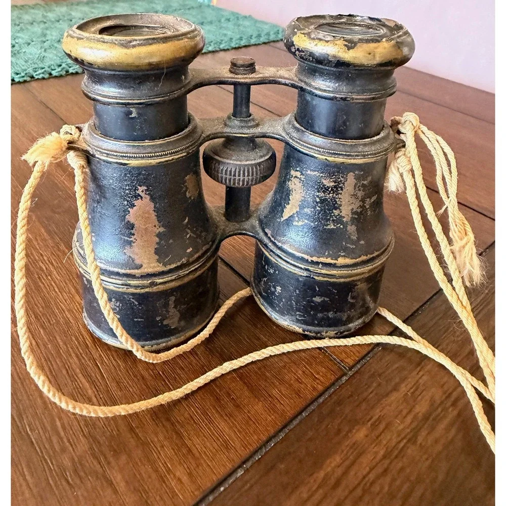 Antique Brass Field Glasses Binoculars Black Patina Vintage Maritime Decor 4.5in